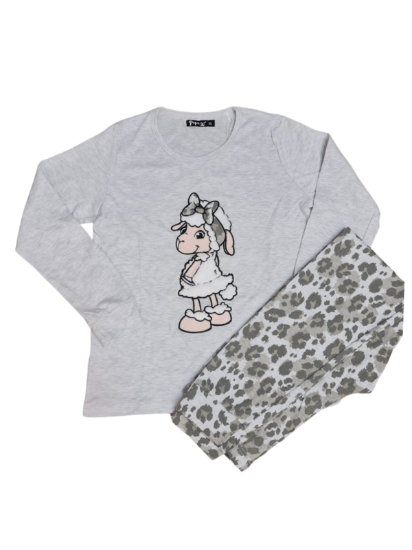 פיג'מה פיפה מנומרת-אפור