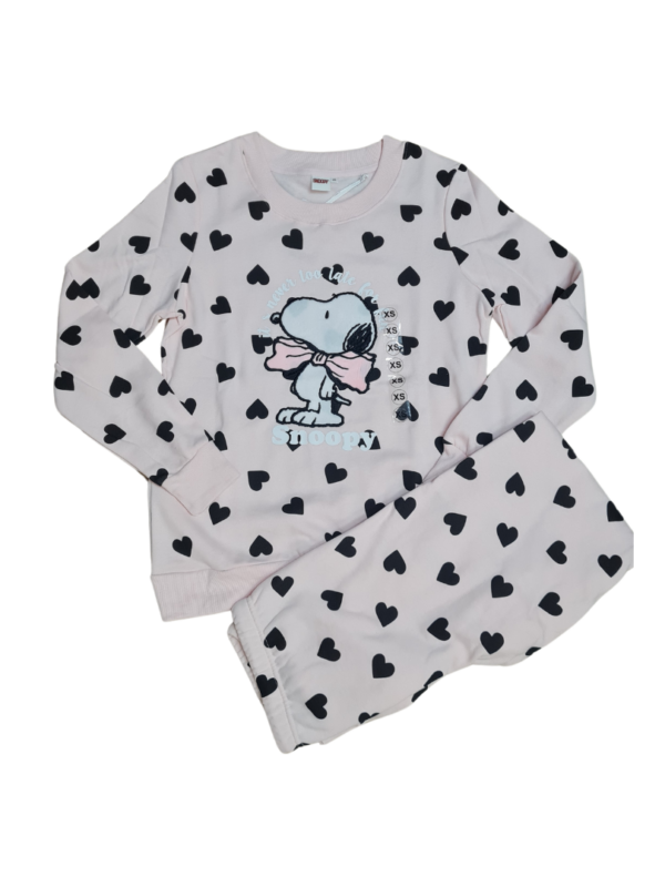 פיג'מה סנופי פליז-ורוד