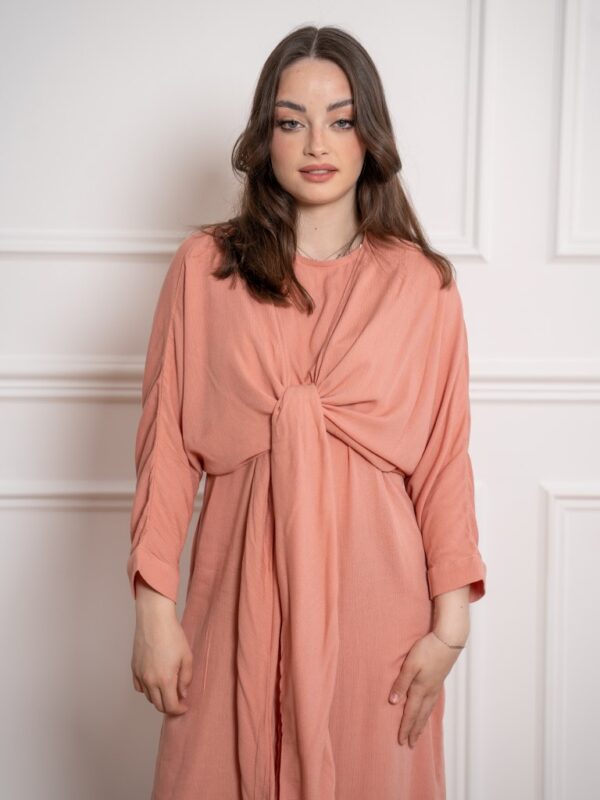 שמלת ויסקוזה אלגנטית-אפרסק