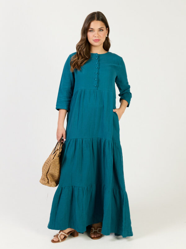 שמלת טטרה קומות מקסי-טורקיז