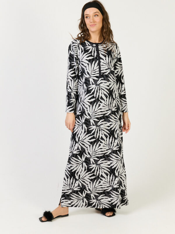 כתונת ויסקוזה מקסי-עלים שחור